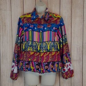 Vintage festival art to wear boho jacket  wearable art multicolored flor…